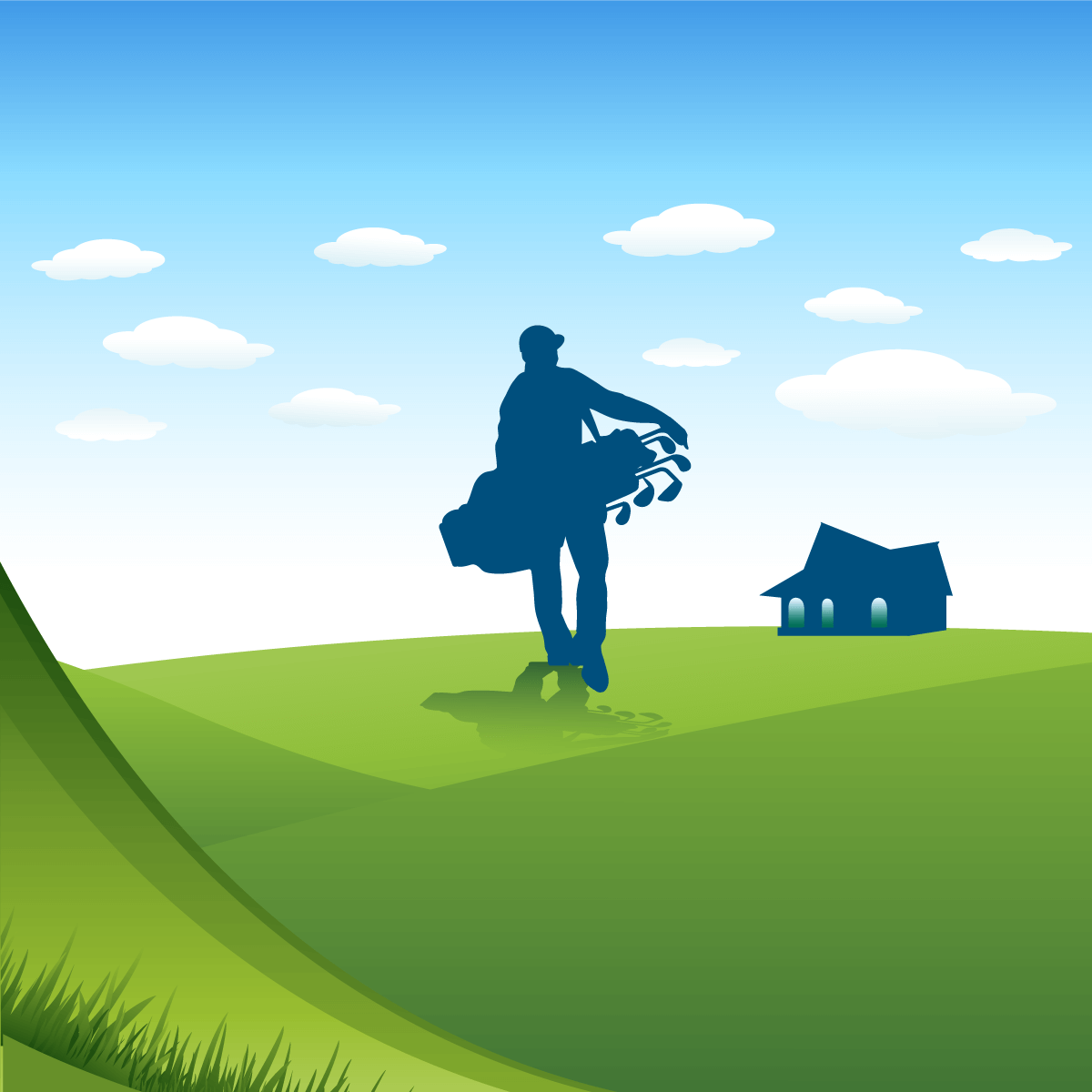 illustration of man with golf bag