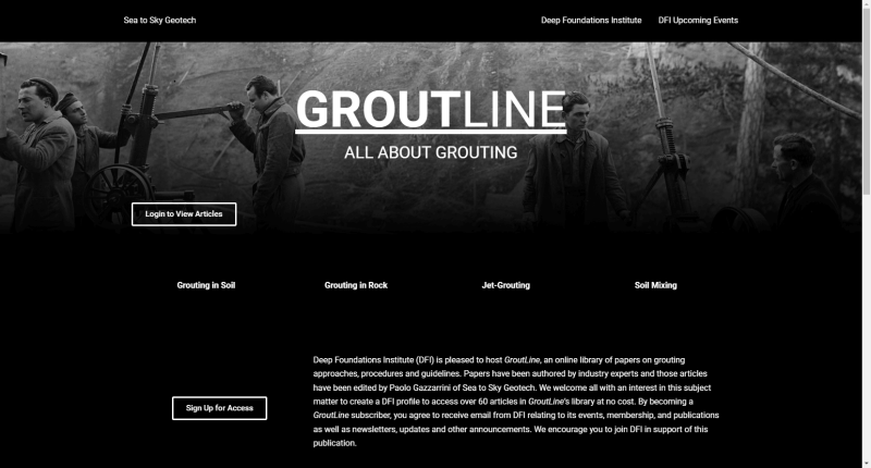 screenshot of the groutline web page